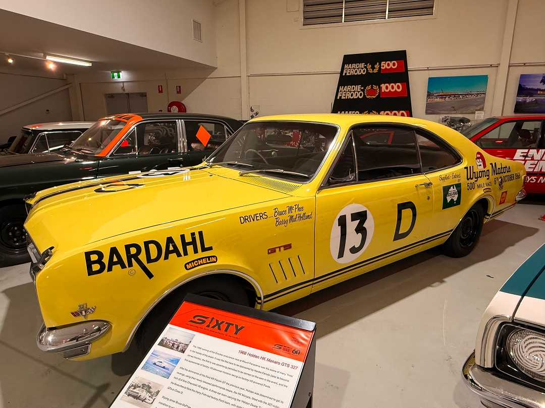 Holden HK Monaro GTS 327; (replica) 1968 Hardie-Ferodo 500, win, Bruce McPhee & Barry Mulholland; livery restored to that race