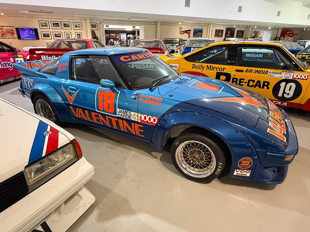 National Motor Racing Museum, Museums Bathurst. The RX-7 (centre) with race history including the 1983 James Hardie 1000. Restored to as was for that race