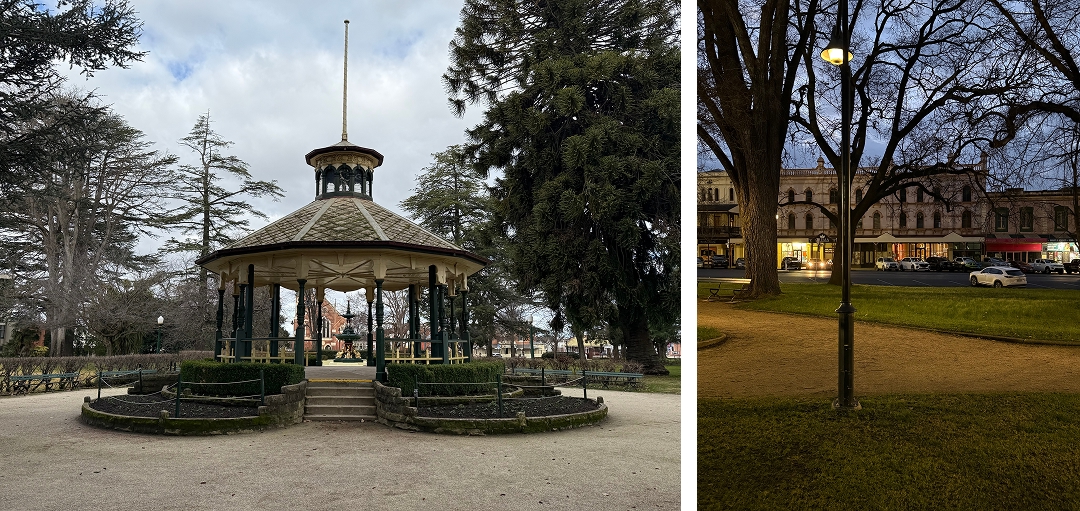 In Machattie Park, with a street view of the CX-70 parked nearby