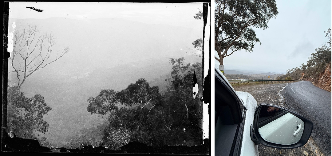 Left: Hill End area view, ON 4/Box 9 /no. 70025; A & A Photographic Co., Holtermann Collection, 1870-1875, Mitchell Library, State Library of New South Wales Right: On the road to Bathurst